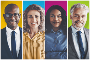 four volunteers of different ethnicities genders and ages